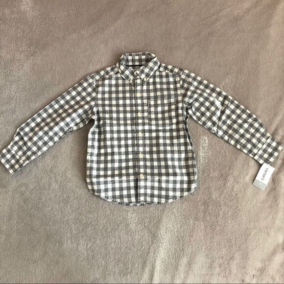 Carter’s Gray & white gingham button down shirt - Picture 1 of 9